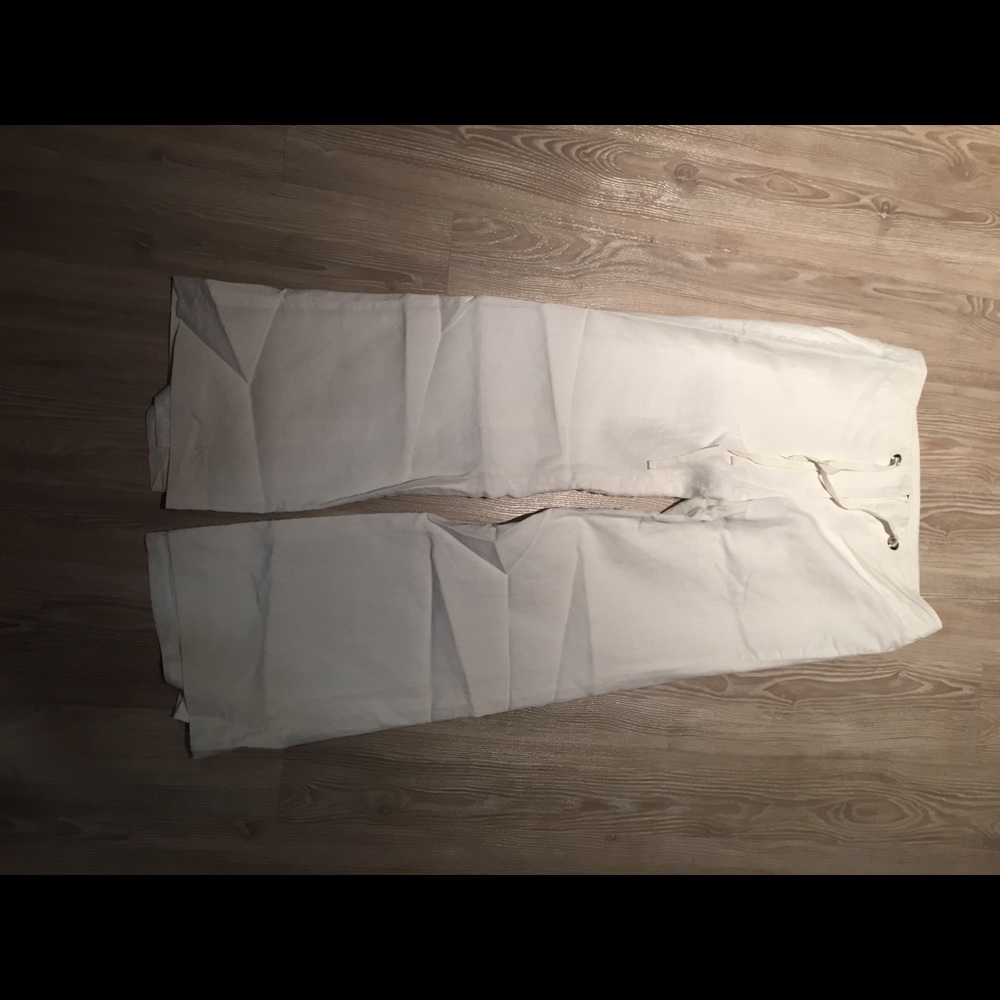 White linen pants